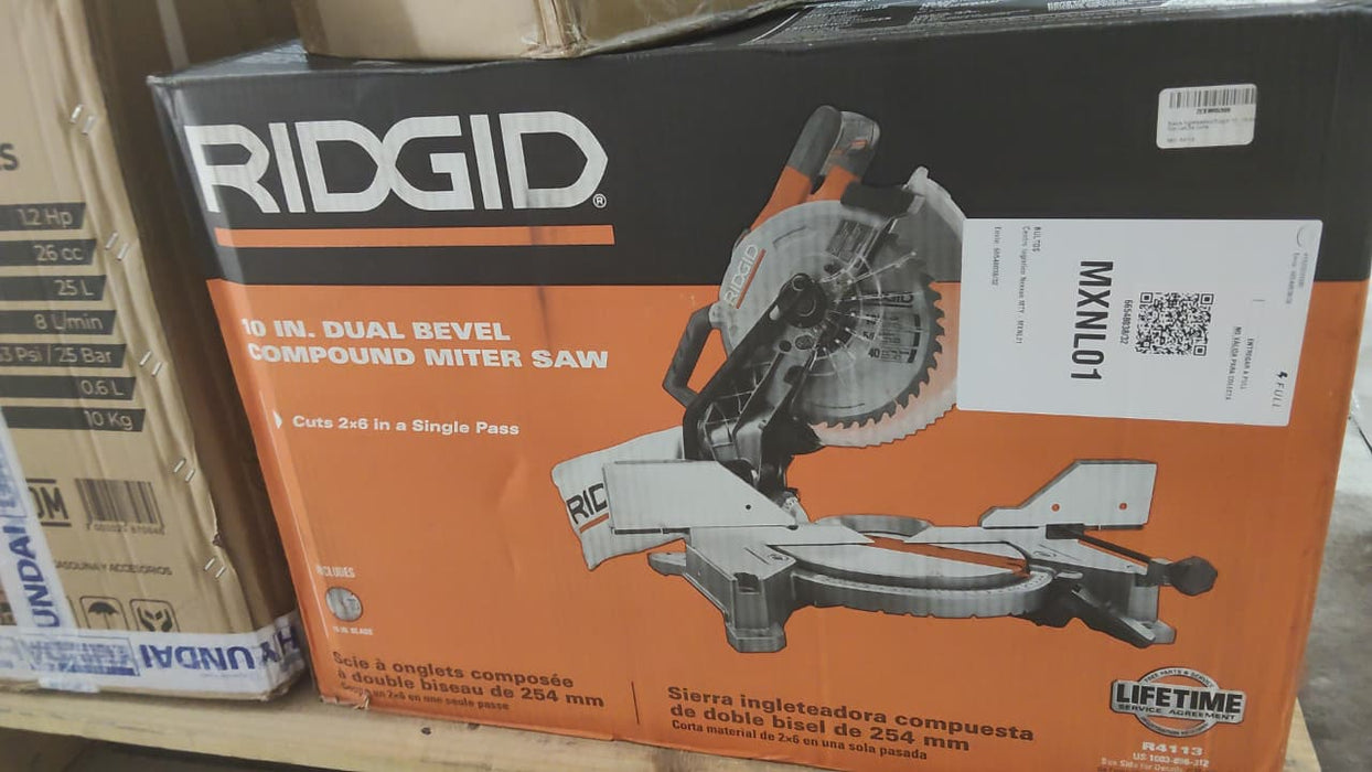 SIERRA INGLETEADORA RIDGID 10 , 15 AMP, CON LED DE CORTE GRADO B