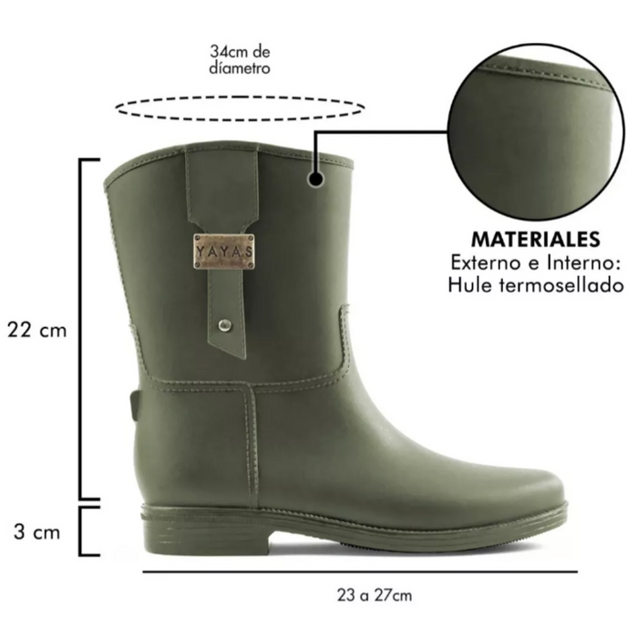 Botas de Lluvia Camper Verde Olivo YAYAS Talla 24