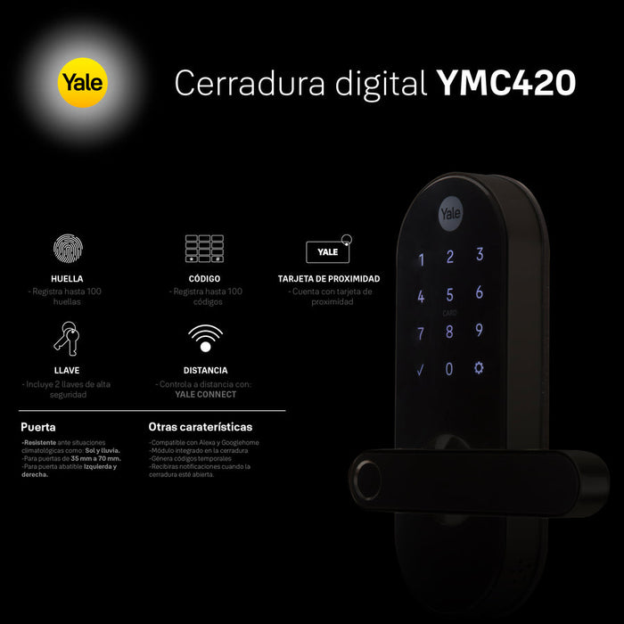 KIT CERRADURA ELECTRICA YALE YMC420 CON HUB Y MODULO GRADO A