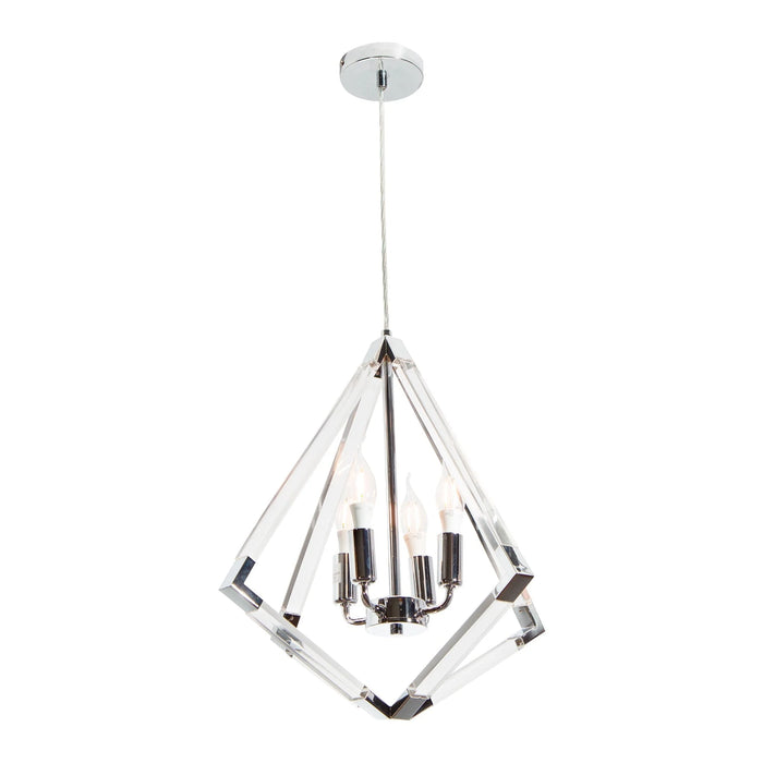 Lámpara Colgante Rústica Moderna de Plata Cromo (4 Luces E12) GRADO B