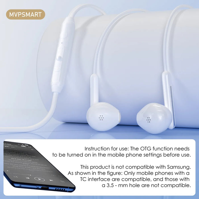 Audífonos Alámbricos MVPSmart Earbuds con Micrófono Blanco
