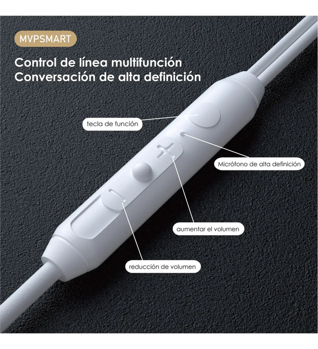 Audífonos Alámbricos MVPSmart Earbuds con Micrófono Blanco