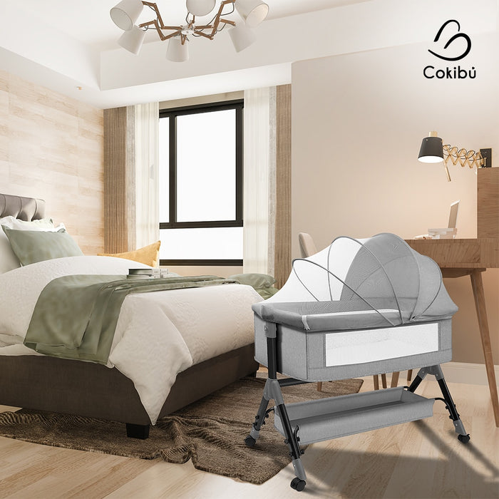 CUNA MOISES PARA BEBE PLEGABLE GENERICA QY3 COLECHO CORRAL CON MOSQUITERA COLCHÓN COLOR GRIS OTOÑO GRIS OSCURO GRADO B