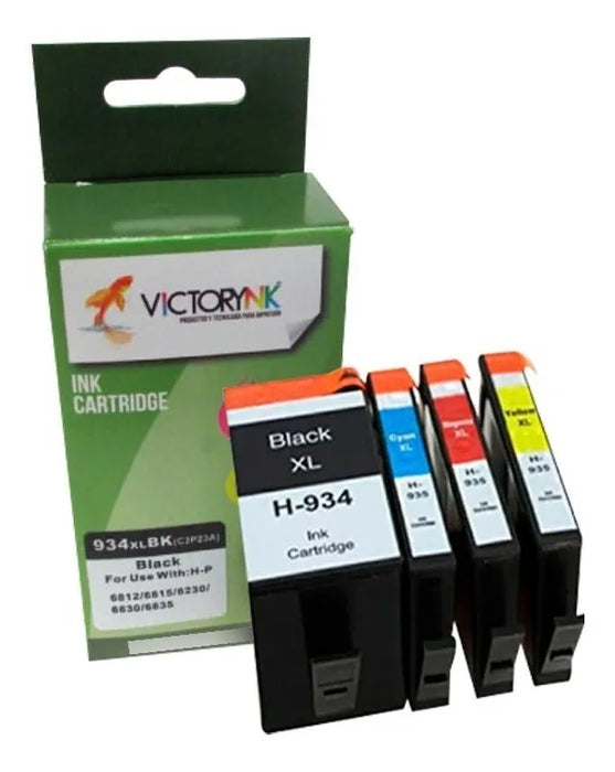 PACK 4 CARTUCHOS GENÃ©RICO TINTA H934 - 935 XL MARCA VICTORYNK GRADO B