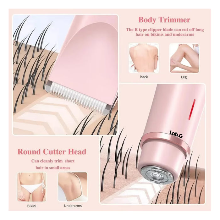 DEPILADORA 2 IN 1 ELECTRICAL FOR WOMEN: DOUBLE HEAD FOR BIKINI, HIPOALERGÉNICA AND PAIN, USB RECARGABLE! ROSA GRADO B