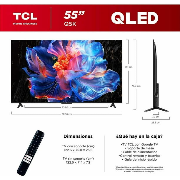 TELEVISOR MOD. 55Q5K 4K SMART QLED GOOGLE TV GRADO A