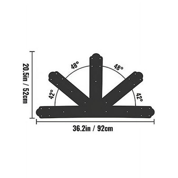 VEVOR Gable Plate, placas de conector de armazón con recubrimiento de polvo negro, soporte de aguilón con paso de 12:12, placas de clavos de armazón de acero de 4 mm / 0,16, placa aguilón decorativa GRADO B