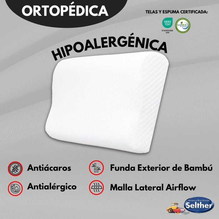 ALMOHADA SELTHER ORTOPÉDICA MEMORYFOAM IND DESCANSO SUPERIOR BLANCO - GRADO B
