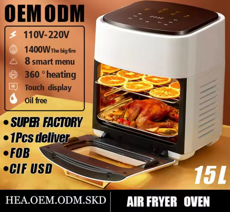 Horno Multifuncional Freidora De Aire+rostizador 15l