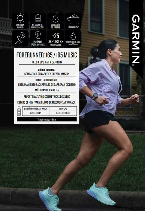 Smartwatch Garmin Forerunner Music 165 Color Blanco - TiendaKomet México