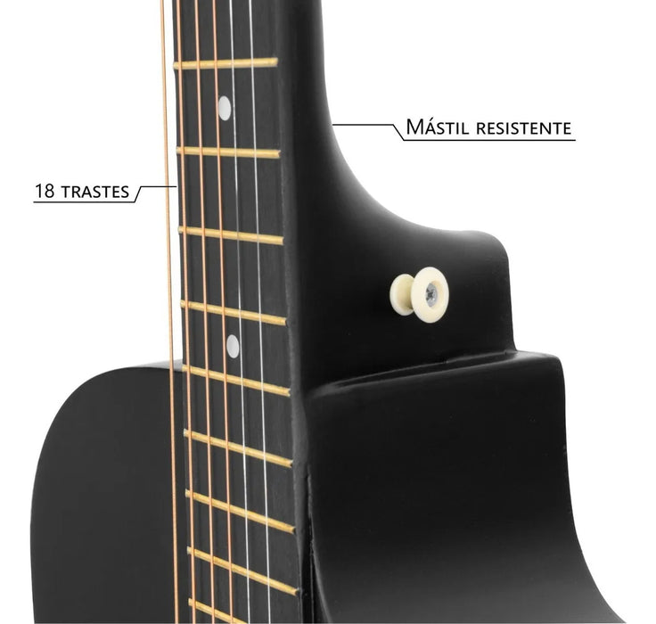Guitarra Acústica Infantil ZONAR GTA para Diestros en un elegante acabado Negro Mate GRADO A