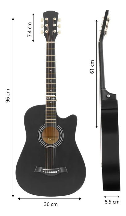 Guitarra Acústica Infantil ZONAR GTA para Diestros en un elegante acabado Negro Mate GRADO A