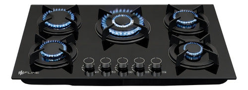 parrilla de gas empotrable 5 quemadores | oslo 5 | fline color negro 4546 GRADO B - TiendaKomet México