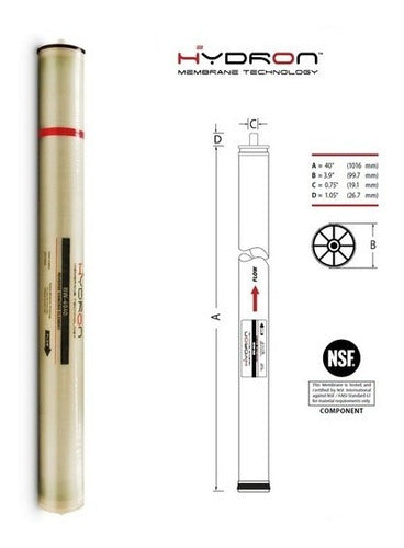 membrana osmosis 4x40 ultra baja presion hydron 2600 gpd 3807 GRADO B