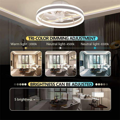 VENTILADOR TECHO LUZ MODERNOCONTROL Y APP,ASPAS REVERSIBLE