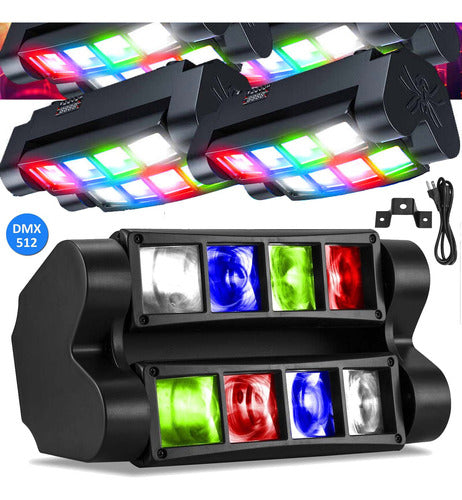 mini spider rgbw efectos luz 8x3w dmx512 led lã¡ser luces dj 2293 GRADO B