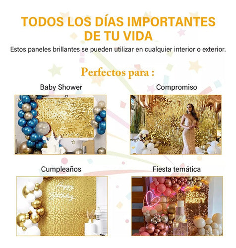 30pz Panel Decorativo Shimmer Muro Fiesta Lentejuela 30x30cm 14375