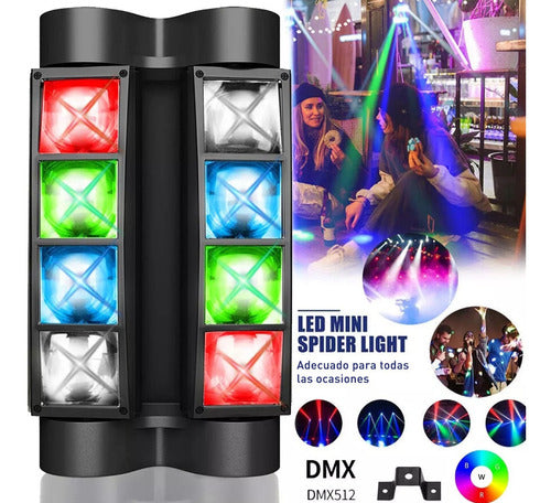 mini spider rgbw efectos luz 8x3w dmx512 led lã¡ser luces dj 2293 GRADO B