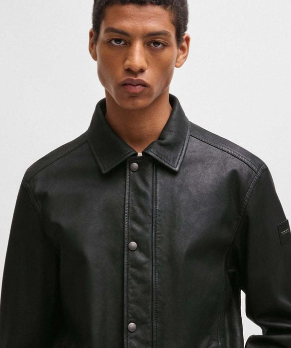 Chamarra Boss Para Hombre Corte Regular Fit De Piel
