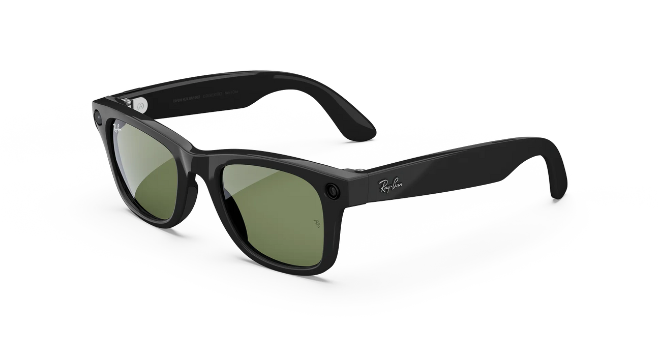 RAY-BAN | META WAYFARER (GEN 1) - NEGRO BRILLANTE, MICAS EN VERDE G-15 GRADO B