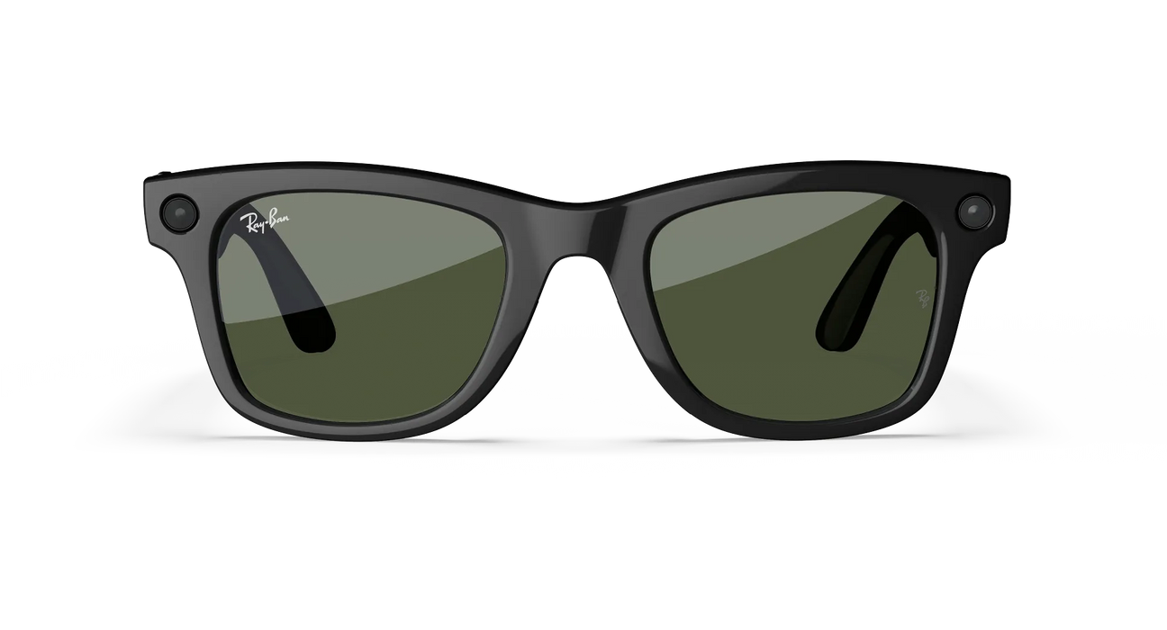 RAY-BAN | META WAYFARER (GEN 1) - NEGRO BRILLANTE, MICAS EN VERDE G-15 GRADO B