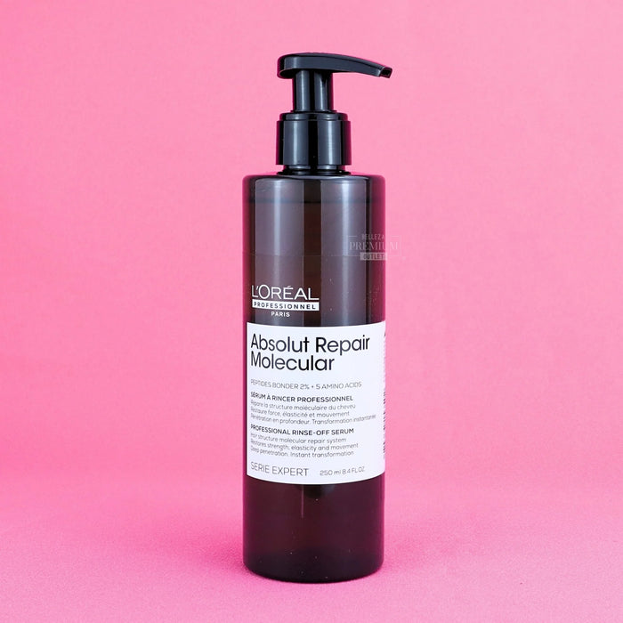 L’Oréal Professionnel, Tratamiento Molecular Instantáneo, Sérum Pelo Seco y Dañado con Aclarado, Sin Sulfatos, Repara Daños y Fortalece el Cabello, Fórmula Patentada, Absolut Repair Molecular, 250ml GRADO B