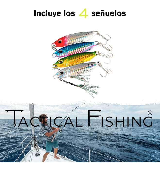 4 Jigs De 40g (1.5oz) Para Pesca En Mar - Kit De 4 Señuelos GRADO B
