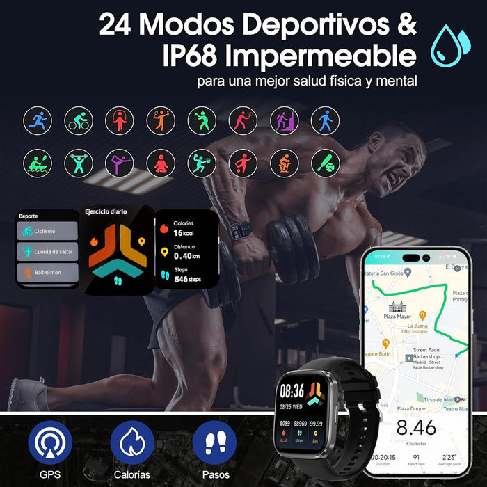 Reloj Smartwatch 2.01'' Reloj Inteligente Bluetooth Llamada