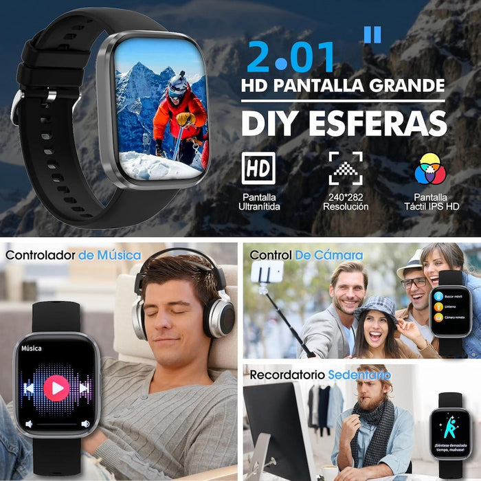 Reloj Smartwatch 2.01'' Reloj Inteligente Bluetooth Llamada