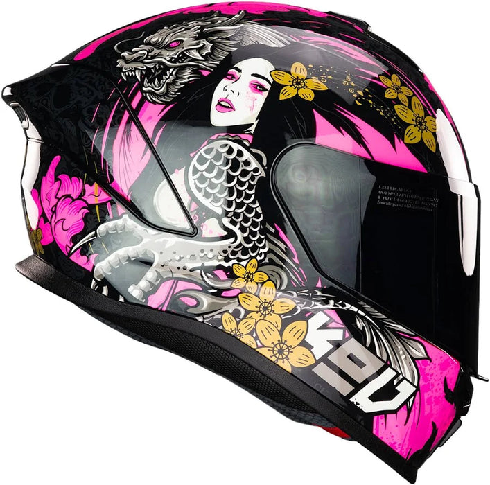 CASCO XKOV VERTIGO IZANAMI CERTIFICADO ECE 22.06 L L ROSA JAGUAR BRILLANTE GRADO A