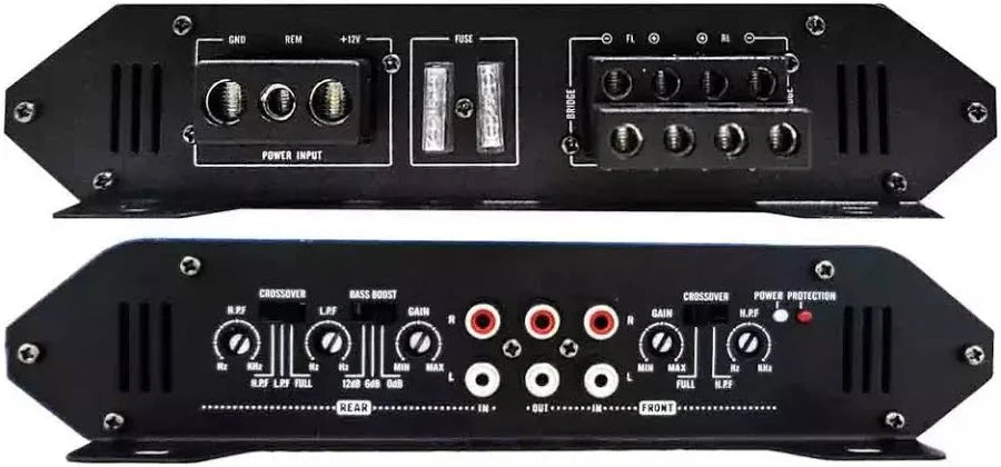amplificador 4 canales audiobahn ac12004bl 2400w color azul GRADO B