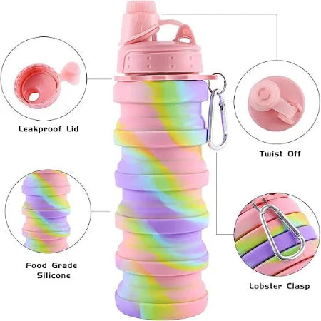 Botella Termo Plegable Silicon 500 Ml Gym Grado Alimenticio