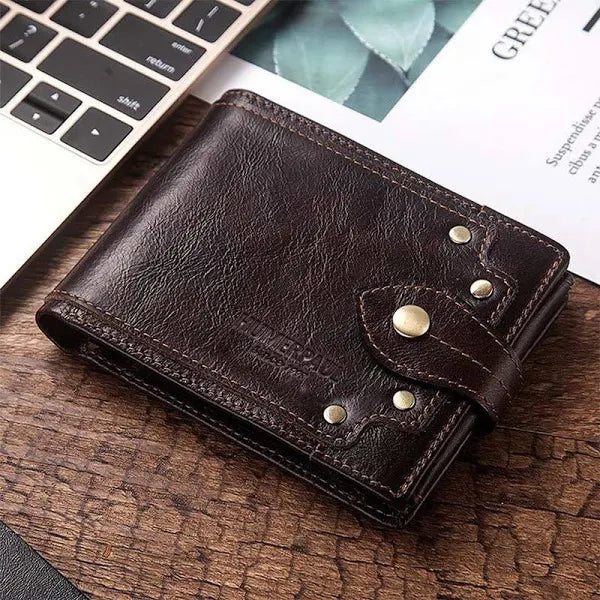 Cartera Piel Original Para Hombre Billetera Con Caja Regalo