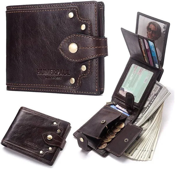 Cartera Piel Original Para Hombre Billetera Con Caja Regalo