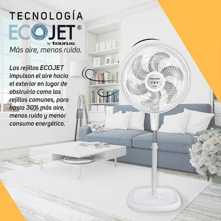Abanico De Pie Sputnik, Taurus 2 En 1, Ecojet Cantidad De Aspas 5 Color Blanco Grado A