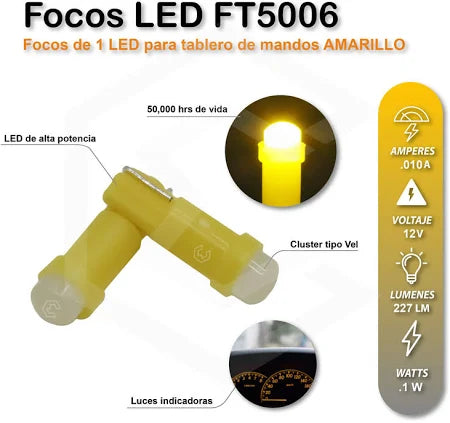 kit 10 focos 1 led pellizco t5 2721 tablero cluster tipo vel