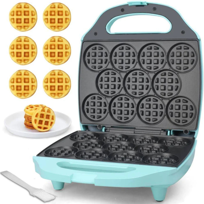 MÁQUINA DE MINI WAFFLES BAKER'S FRIEND BITE-SIZE | COLOR AQUA GRADO A