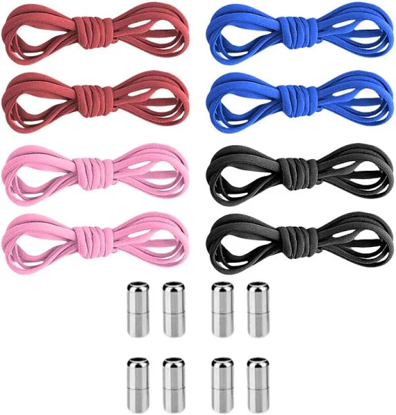 Agujetas Cordones Deportivos Sin Nudos, Con Hebilla Metálica ROSA, NEGRO Y BLANCO