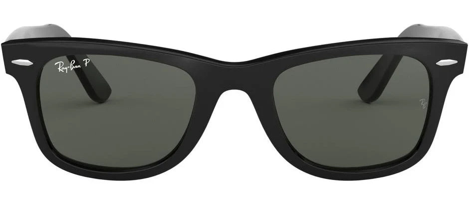 arm. solar ray-ban wayfarer 0rb2140 protección uv 4 color 901 color de la lente verde color de la varilla negro color del armazón negro GRADO B