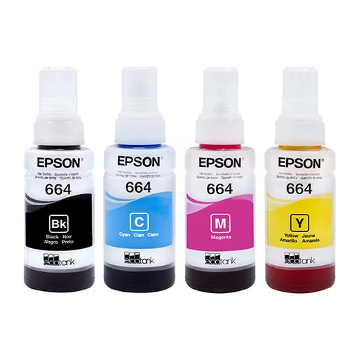 Paquete De 4 Tintas Epson Ecotank Colores Y Negro T664 GRADO A - TiendaKomet México