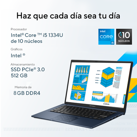 LAPTOP ASUS VIVOBOOK 14 X1404 INTEL CORE I5 8GB 512GB AZUL 2 GRADO A