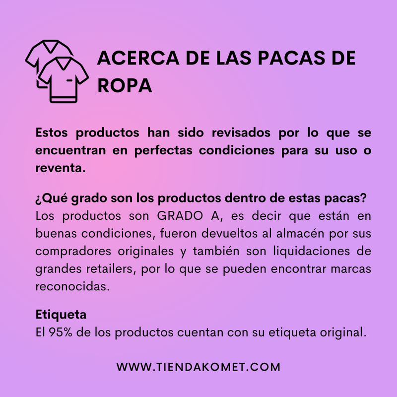 Paca de Ropa Jumbo para Mujer - Grado A (50 prendas)